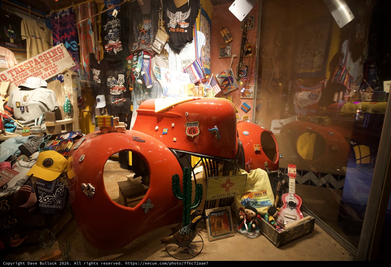 Route 66 Souvenir Shop Display with Vintage Car