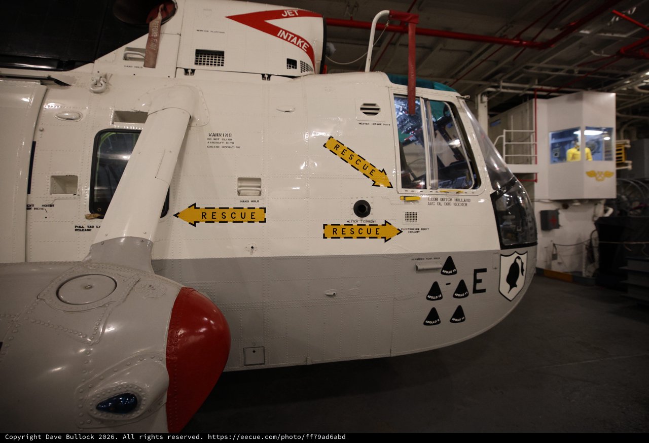Royal Navy Sea King Rescue Helicopter on USS Hornet