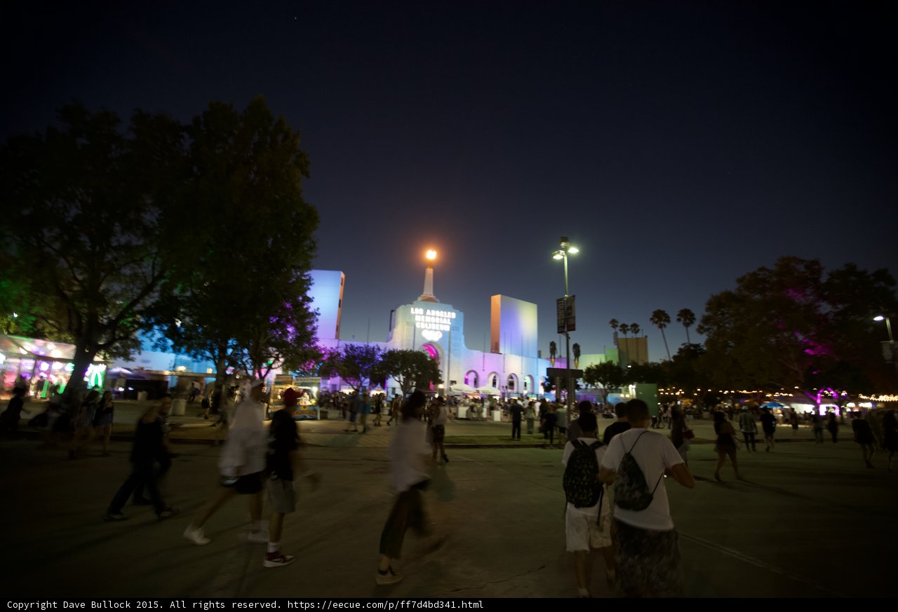 LA Memorial Coliseum Night Colorful Lights