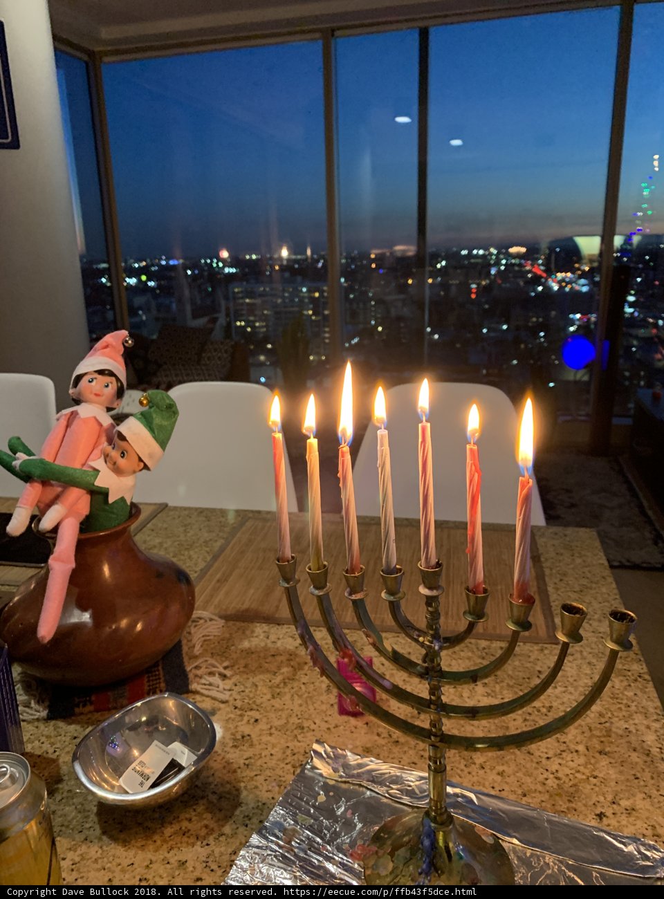 Illuminated Menorah in the City