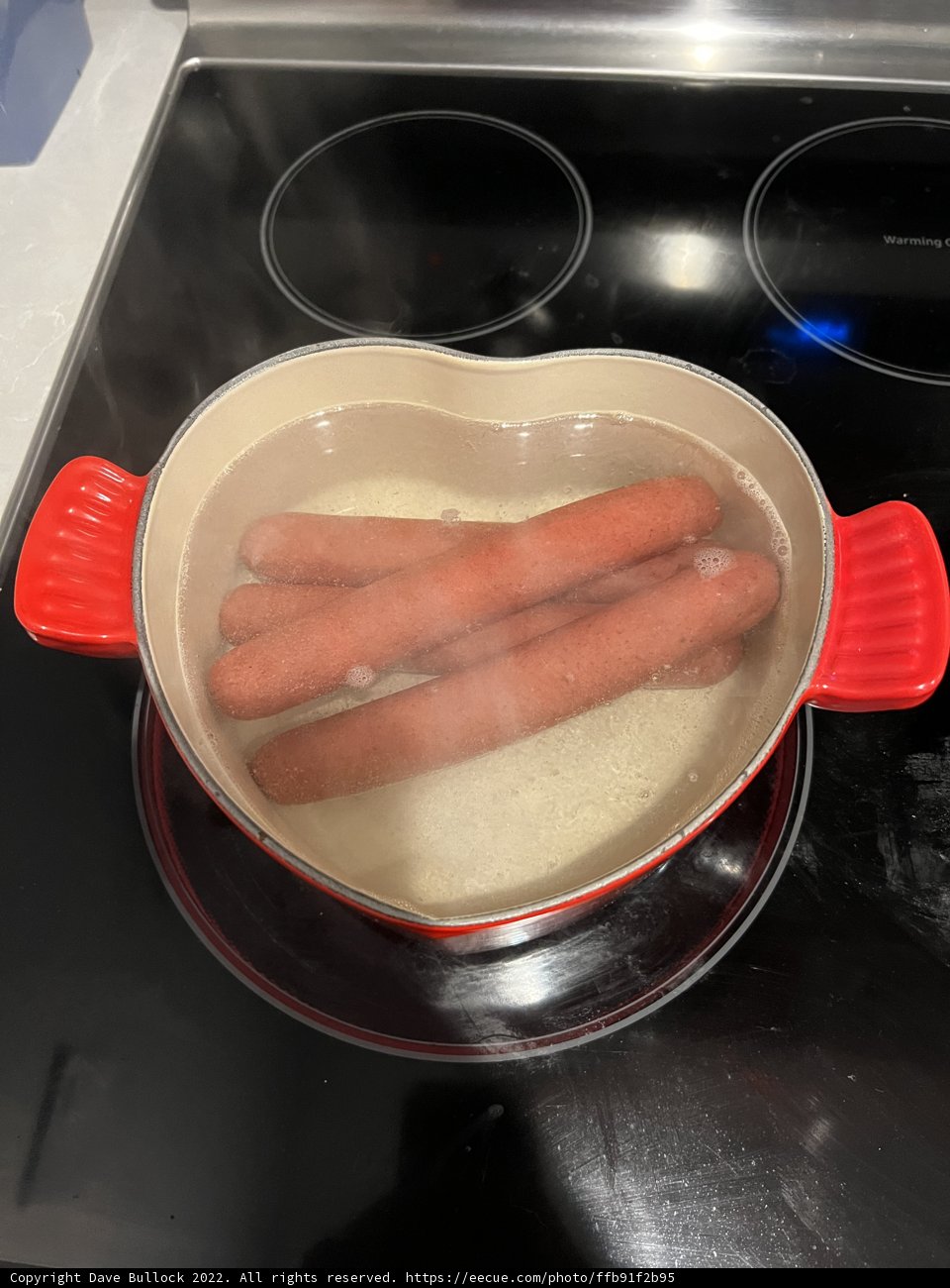 Hot Dogs Boiling in the Cooking Pot