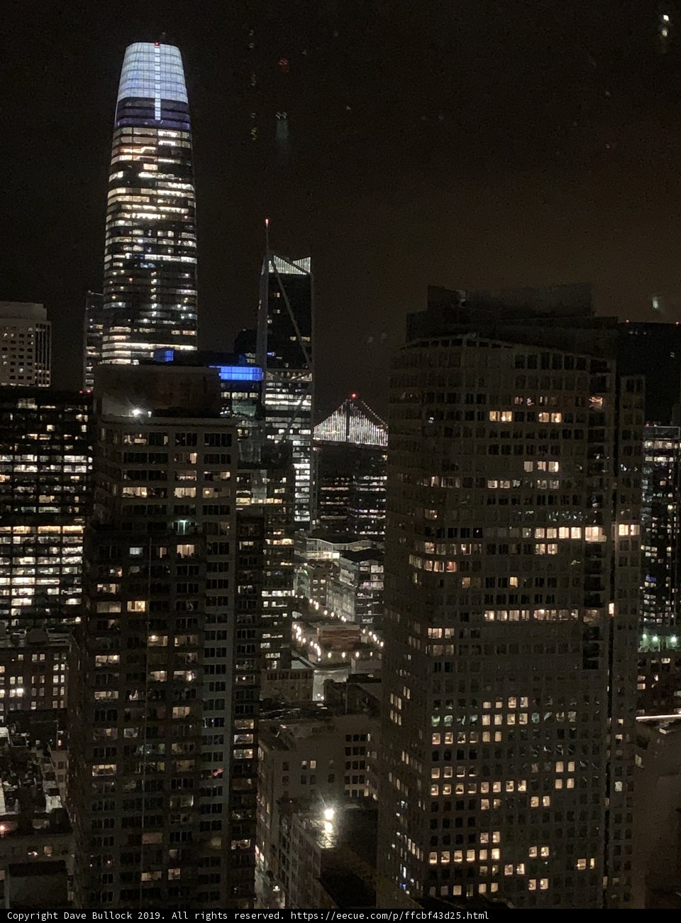 City Nightscape from Window in San Francisco