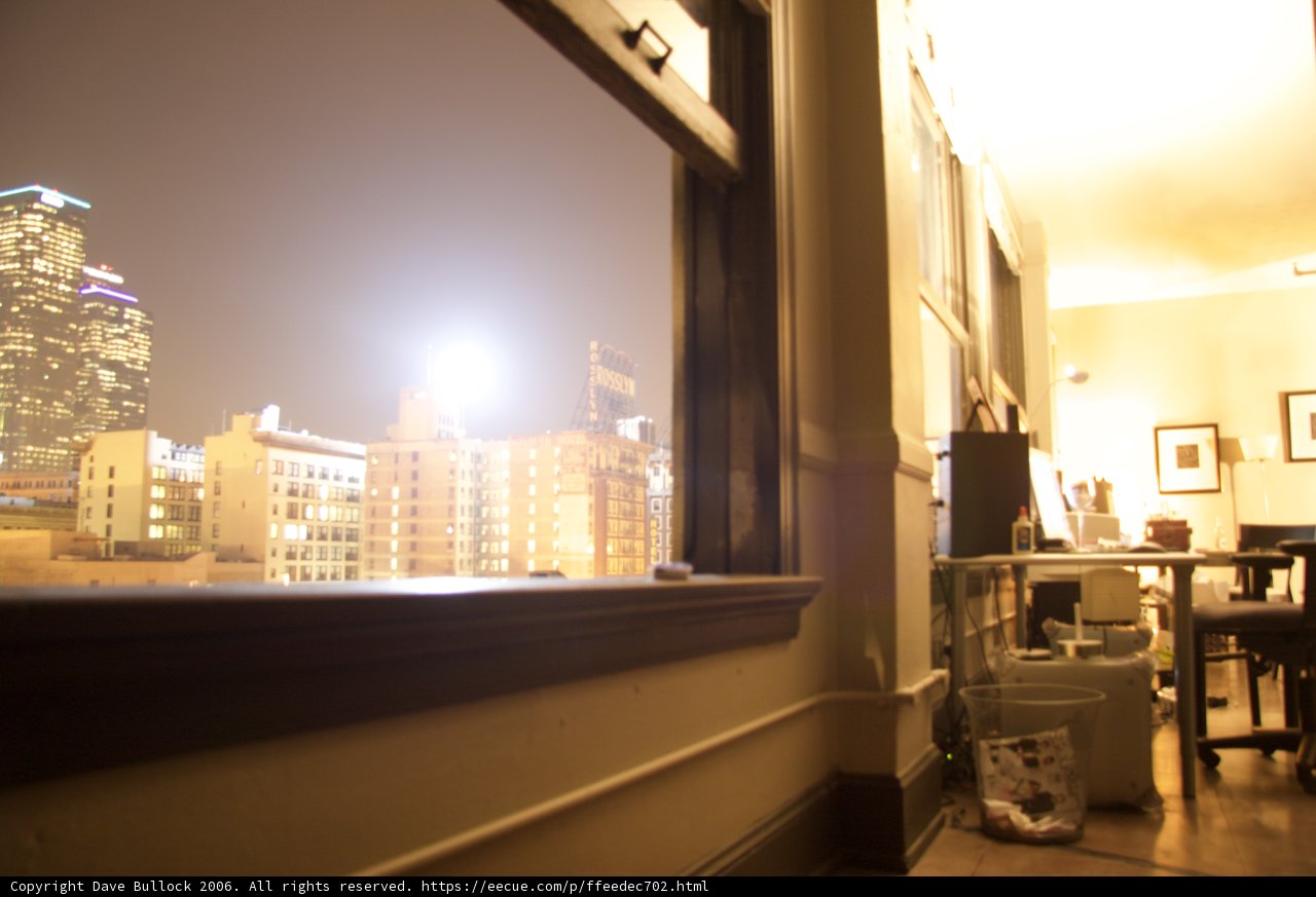 Cityscape view through a window