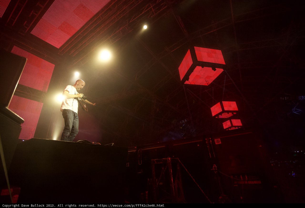 Moby Rocks Coachella Stage under Fiery Spotlights