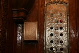Wooden Door with Metal Panel and Buttons
