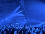 Electric Blue Concert Atmosphere at Electronic Music Show