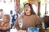Joyful Mother and Child Dining at Madonna Inn