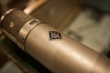 Vintage Microphone with Metal Badge