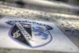 Blue and White Emblem Sticker