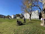 Wheelchair-bound man enjoys nature in Duboce Park