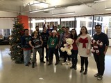 Office Ugly Christmas Sweater Party Group Photo 2017