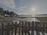 Coastal Village at Low Tide with Boat