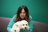 Woman and her Bichon Poodle