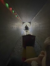 Underground Tunnel with Christmas Lights and Wagon