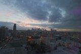 City skyline at sunrise