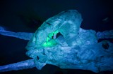 Illuminated Ice Cave Formation in Ethereal Blue Light