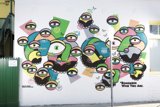 Vibrant Multi-Eyed Mural