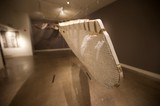 Suspended Text Installation in Museum Gallery Corridor