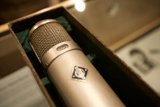 Vintage Microphone in Wooden Display Box