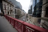 Red Bridge Overlooking London Street Scene