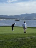 Teeing off at Pebble Beach Golf Links
