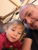Father and Toddler Selfie at Home