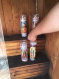 Candlelight on Hardwood Bench