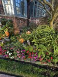 Skeleton Statue in a Flower Garden