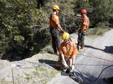 Search and Rescue Team Rappelling Training at Cliff Edge