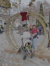 Family Holiday Moment at Christmas Market
