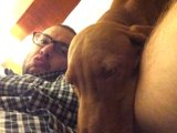 Man and Dog in Eyeglasses