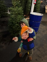 Brothers Embrace at Christmas Tree Farm