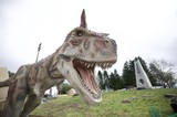 Fierce Carnotaurus Dinosaur Sculpture Display at Park