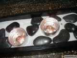Black Pebble and Candle Tray