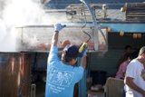 Washing up after the Lobster Festival