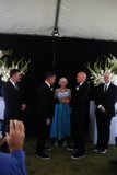 Wedding Party Pose with Stunning Floral Gown