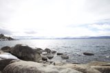 Serene Scene: Ocean and Mountains