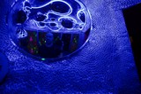 Immersive Blue UV Light Installation with Organic Forms