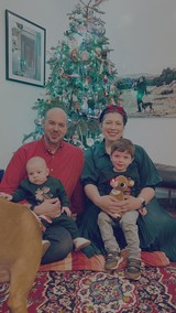 Family Christmas Morning with Decorated Tree