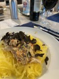 A Delicious Plate of Mushroom and Meat Spaghetti