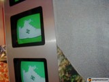 Shoe Display with Green and White Screens