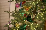 Festive Christmas Tree with Colorful Vintage Ornaments