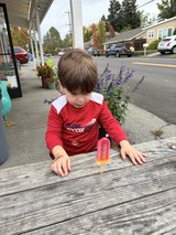 Young Boy Enjoying a Popsicle on a Fall Afternoon