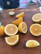 Fresh Citrus Prep on Wooden Cutting Board