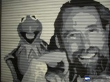Man and Animal Mural on Garage Door