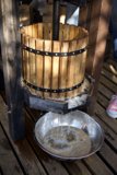 Wooden Barrel and Metal Bucket