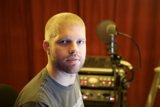 Morgan Page recording in the studio