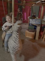 Child Enjoying Carousel Ride at Amusement Park