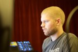 Morgan Page working on his computer