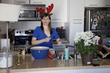 Holiday Cooking with Reindeer Antlers in Kitchen